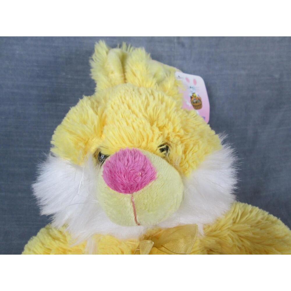 NWT Crane Plush Bunny Rabbit Easter Yellow Sitting Bow 12" Stuffed Animal Toy - Picture 4 of 8